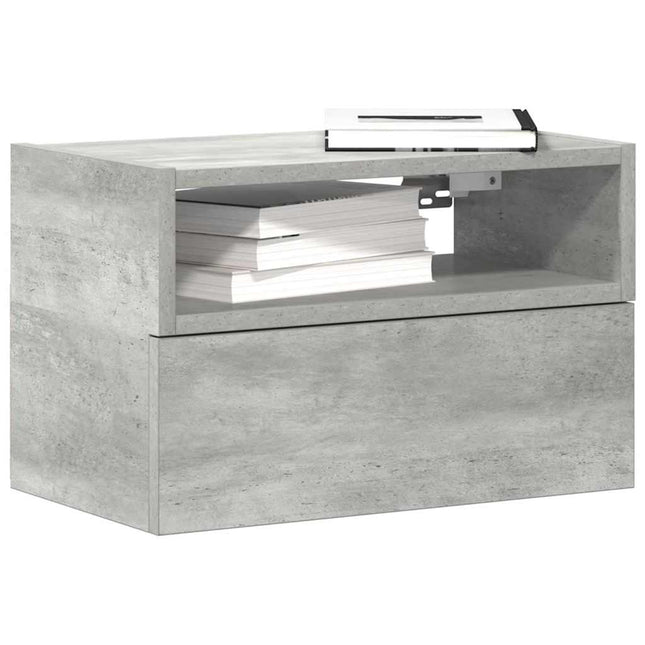 Comodini a Muro 2 pz Grigio Cemento 45x26x28,5 cm