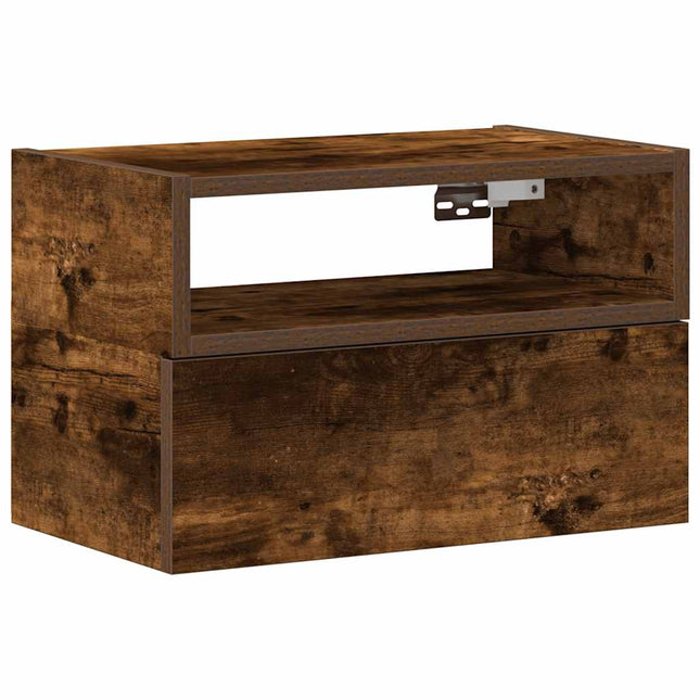 Comodino a Muro Rovere Fumo 45x26x28,5 cm
