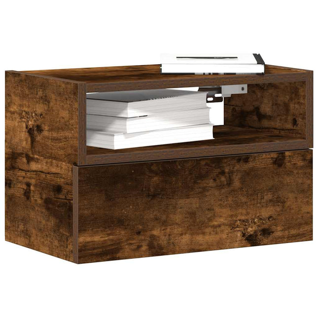 Comodini a Muro 2 pz Rovere Fumo 45x26x28,5 cm