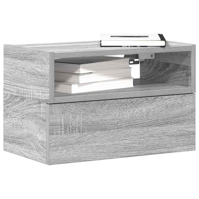 Comodino a Muro Grigio Sonoma 45x26x28,5 cm