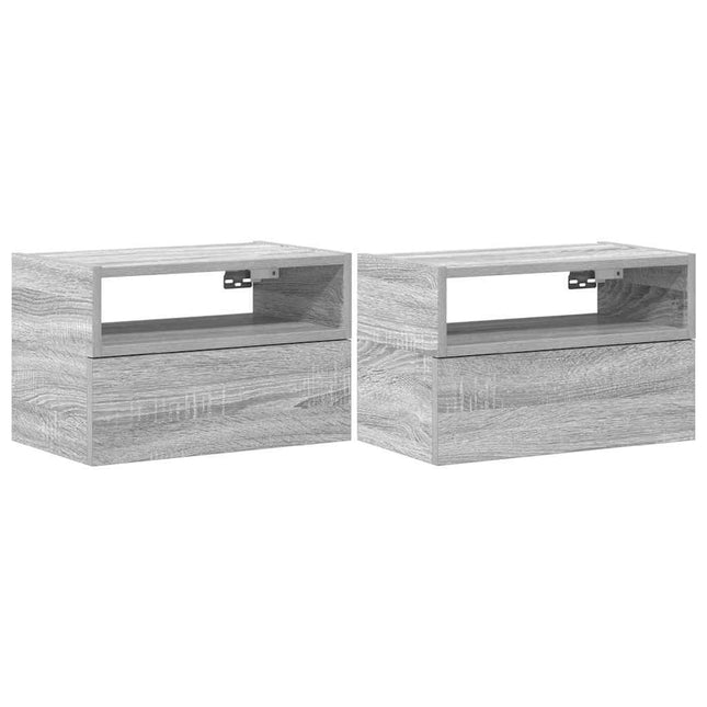 Comodini a Muro 2 pz Grigio Sonoma 45x26x28,5 cm
