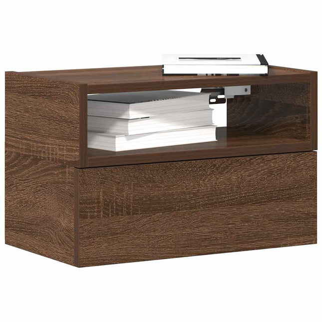Comodino a Muro Rovere Marrone 45x26x28,5 cm