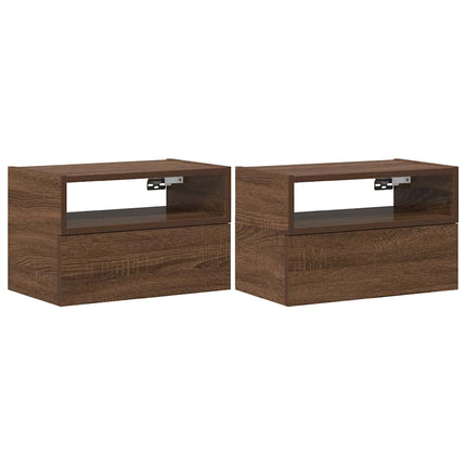 Comodini a Muro 2 pz Rovere Marrone 45x26x28,5 cm