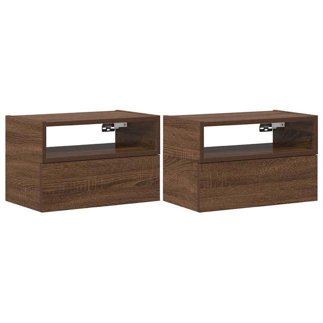 Comodini a Muro 2 pz Rovere Marrone 45x26x28,5 cm