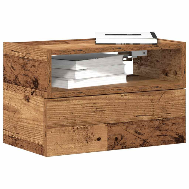 Comodino a Muro Legno Antico 45x26x28,5 cm