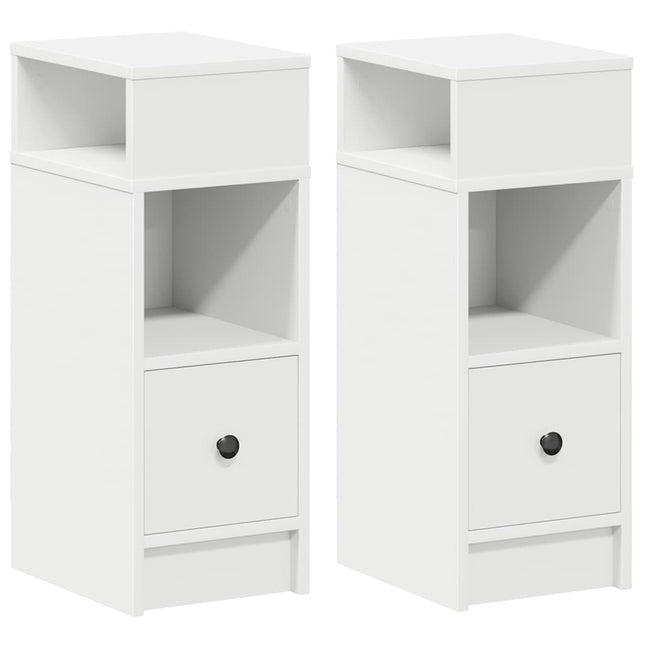 Comodini 2 pz con Cassetto Bianchi 25x31x66 cm