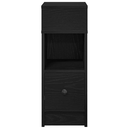 Comodino con Cassetto Nero 25x31x66 cm
