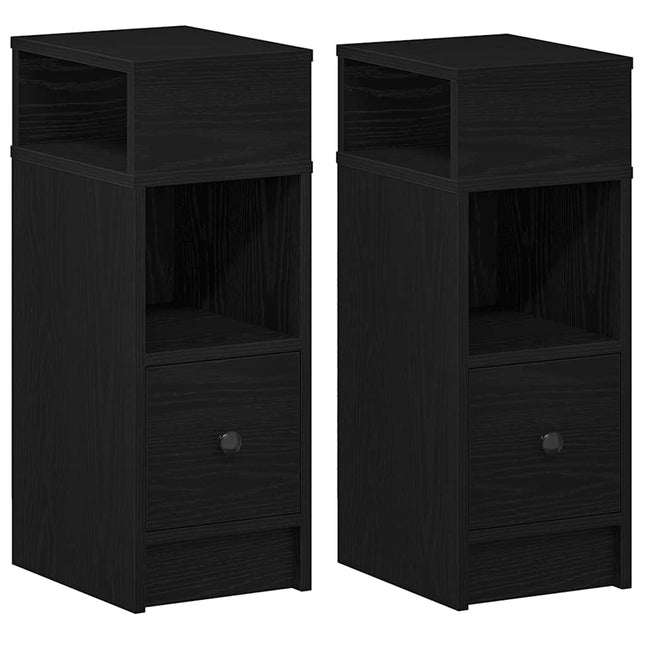 Comodini 2 pz con Cassetto Neri 25x31x66 cm