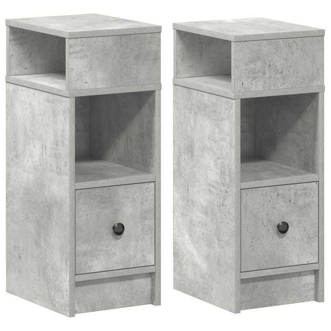 Comodini 2 pz con Cassetto Grigio Cemento 25x31x66 cm