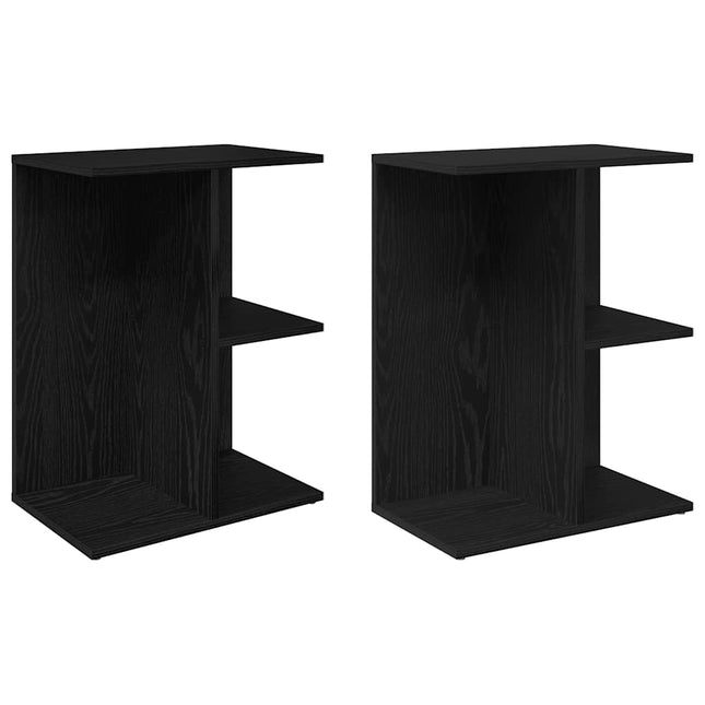 Comodini 2 pz Rovere Nero 46,5x29x61 cm in Legno Multistrato
