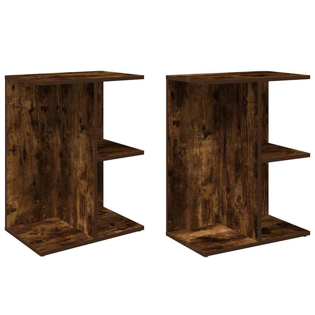 Comodini 2 pz Rovere Fumo 46,5x29x61 cm in Legno Multistrato