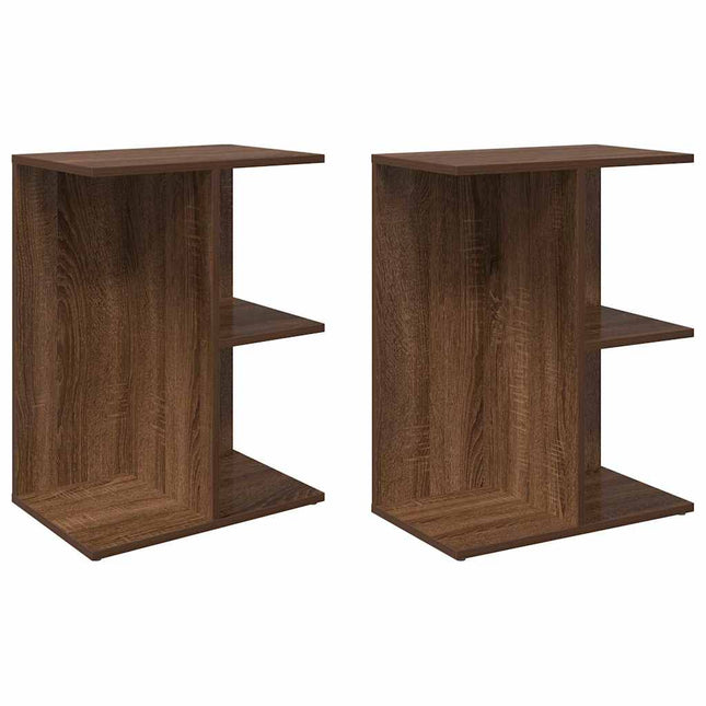 Comodini 2 pz Rovere Marrone 46,5x29x61 cm in Legno Multistrato