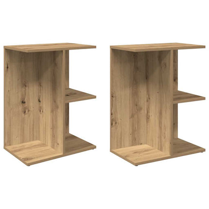 Comodini 2 pz Rovere Artigianale 46,5x29x61cm Legno Multistrato