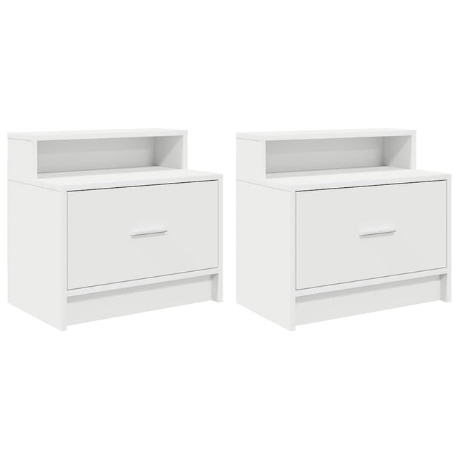 Comodini con Cassetto 2 pz Bianco 51x31x47 cm