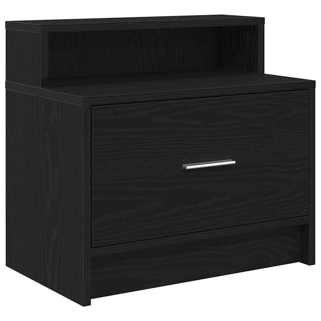 Comodino con Cassetto Rovere Nero 51x31x47 cm
