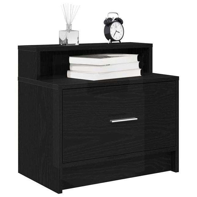 Comodini con Cassetto 2 pz Rovere Nero 51x31x47 cm