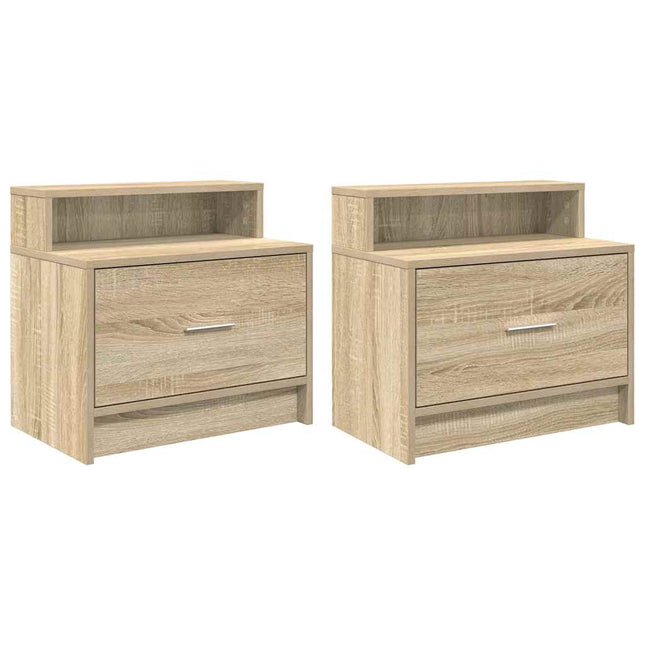 Comodini con Cassetto 2 pz Rovere Sonoma 51x31x47 cm