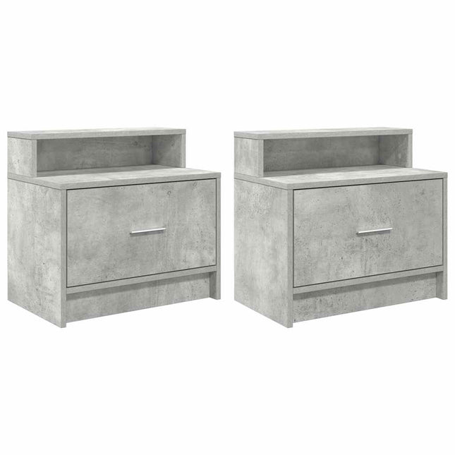 Comodini con Cassetto 2 pz Grigio Cemento 51x31x47 cm