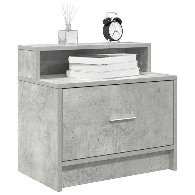 Comodini con Cassetto 2 pz Grigio Cemento 51x31x47 cm