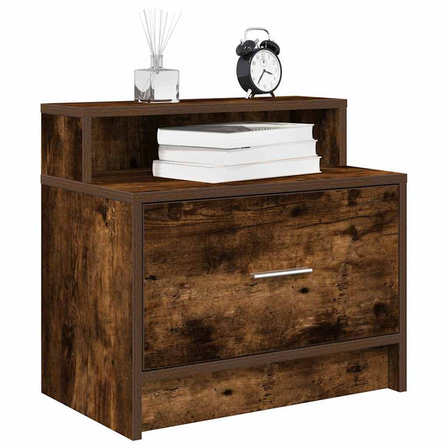 Comodini con Cassetto 2 pz Rovere Fumo 51x31x47 cm