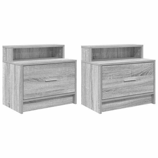 Comodini con Cassetto 2 pz Grigio Sonoma 51x31x47 cm