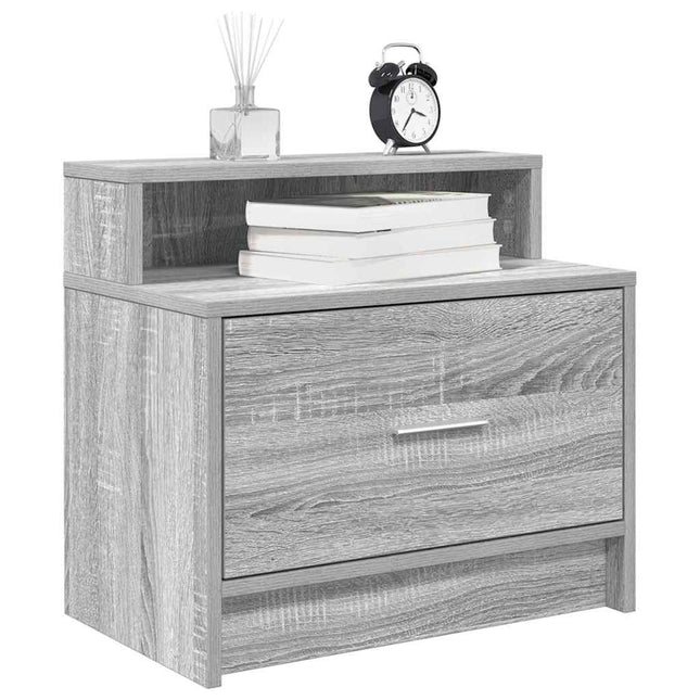 Comodini con Cassetto 2 pz Grigio Sonoma 51x31x47 cm