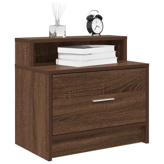 Comodino con Cassetto Rovere Marrone 51x31x47 cm