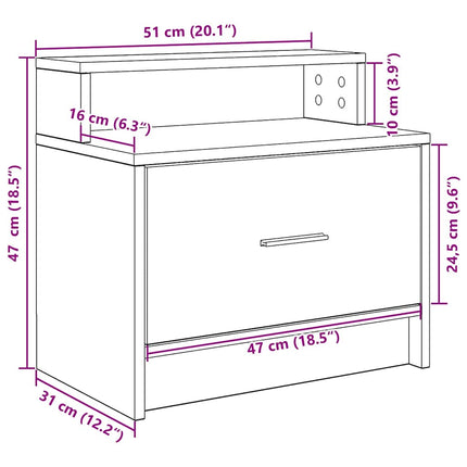 Comodino con Cassetto Legno Antico 51x31x47 cm