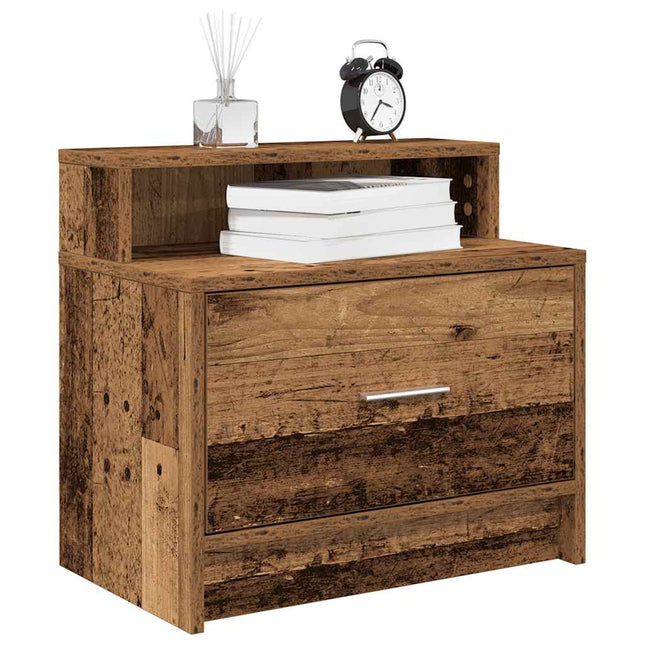 Comodini con Cassetto 2 pz in Legno Antico 51x31x47 cm