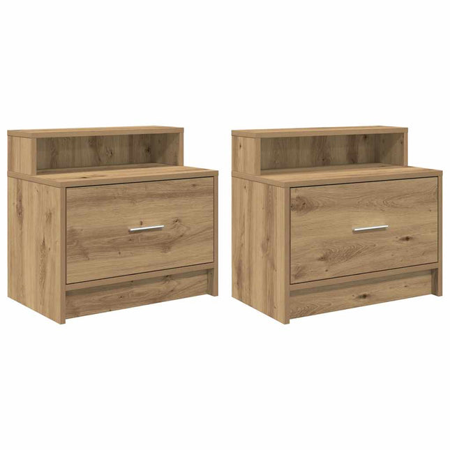 Comodini con Cassetto 2 pz Rovere Artigianale 51x31x47 cm