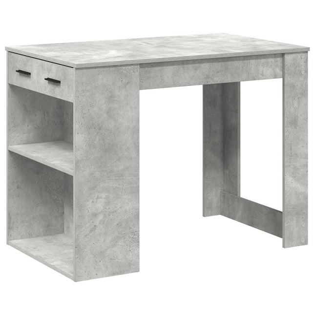 Scrivania con Cassetto Ripiano Grigio Cemento Legno Multistrato