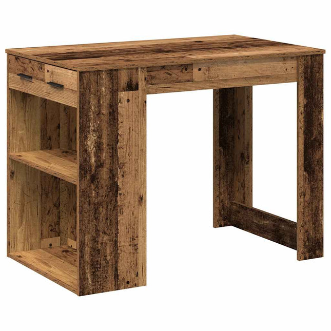 Scrivania con Cassetto Ripiano Legno Vecchio Legno Multistrato