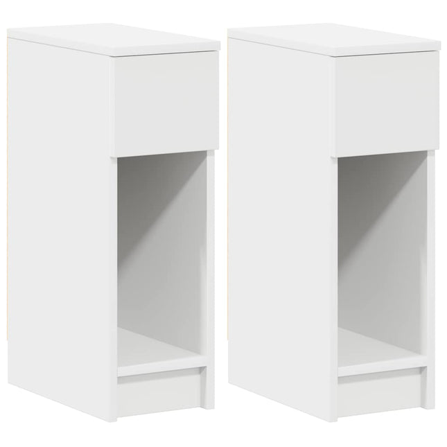 Comodini con Cassetto 2 pz Bianco 20x36x60 cm