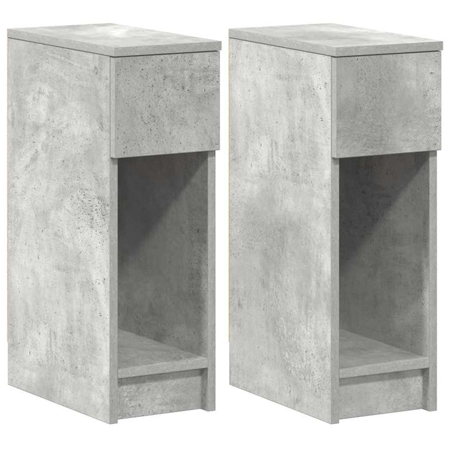 Comodini con Cassetto 2 pz Grigio Cemento 20x36x60 cm