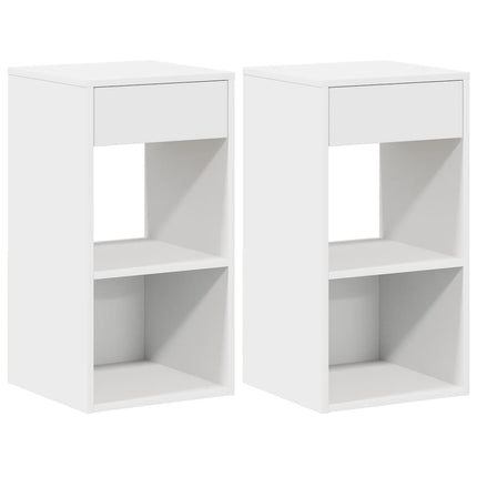 Comodini con Cassetto 2 pz Bianchi 35x34x66,5 cm