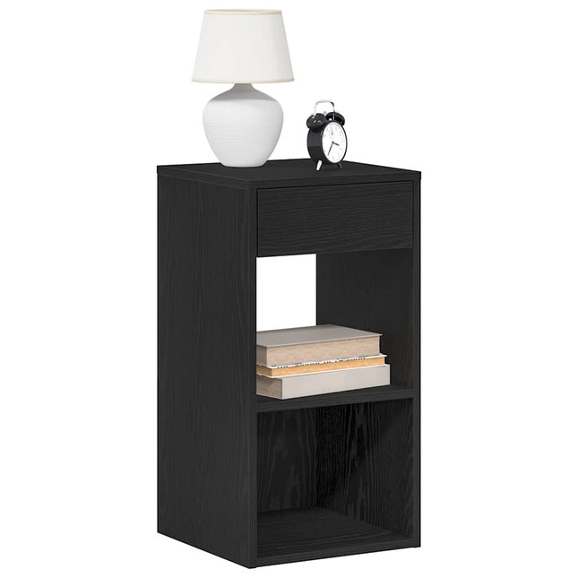 Comodini con Cassetto 2 pz Rovere Neri 35x34x66,5 cm