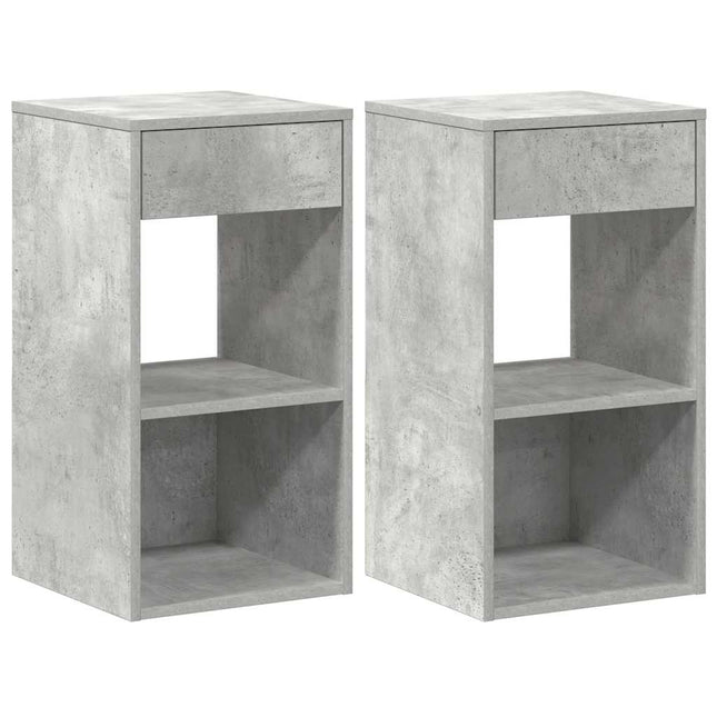 Comodini con Cassetto 2 pz Grigio Cemento 35x34x66,5 cm