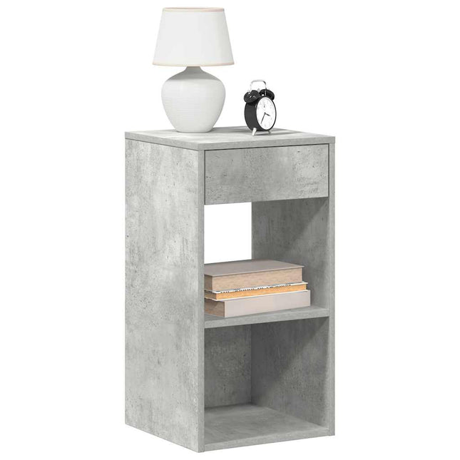 Comodini con Cassetto 2 pz Grigio Cemento 35x34x66,5 cm