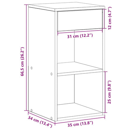 Comodino con Cassetto Rovere Fumo 35x34x66,5 cm