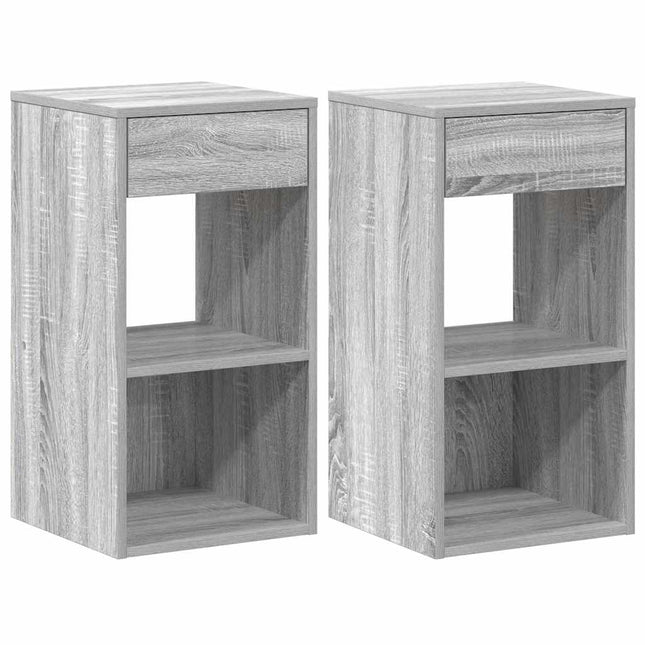 Comodini con Cassetto 2 pz Grigio Sonoma 35x34x66,5 cm