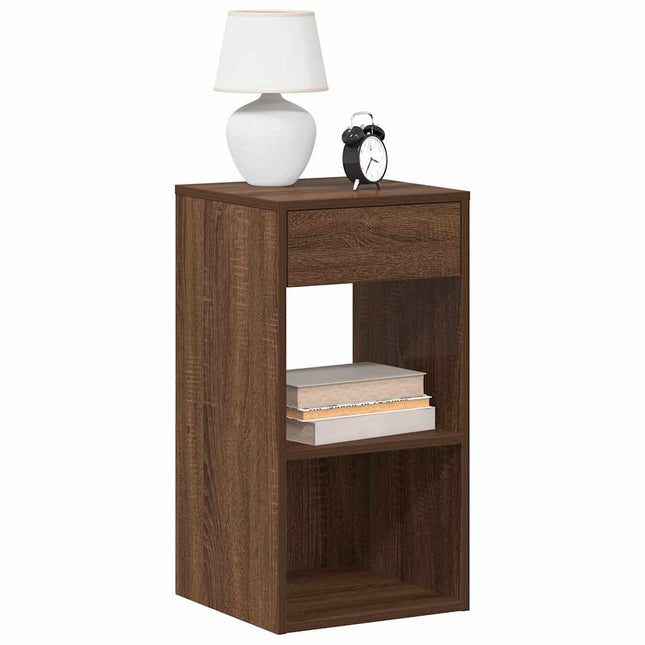 Comodino con Cassetto Rovere Marrone 35x34x66,5 cm