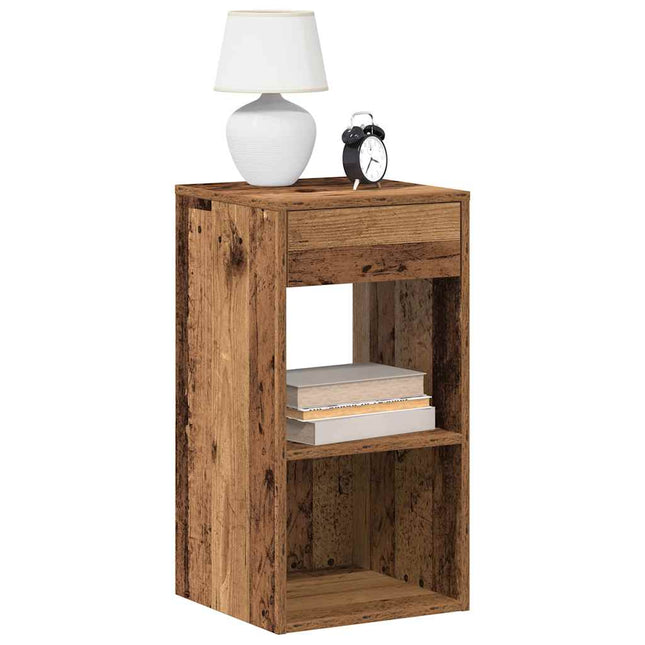 Comodino con Cassetto Legno Antico 35x34x66,5 cm