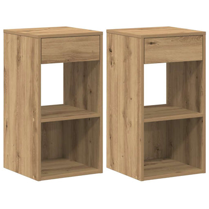 Comodini con Cassetto 2 pz Rovere Artigianale 35x34x66,5 cm