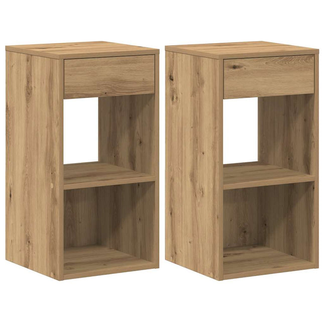 Comodini con Cassetto 2 pz Rovere Artigianale 35x34x66,5 cm