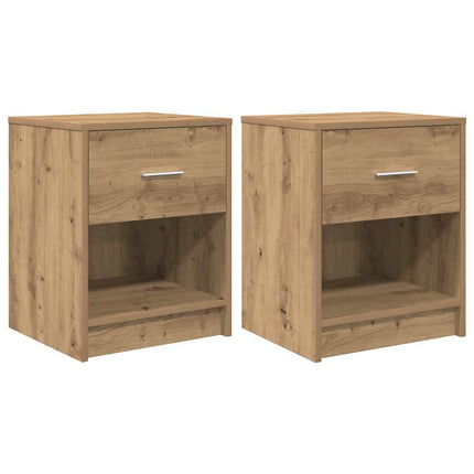 Comodini 2 pz con Cassetto Rovere Artigianale 40x34x50 cm
