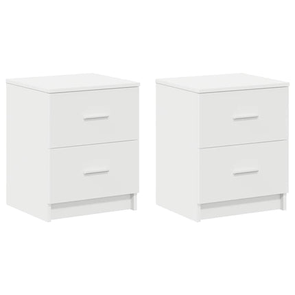 Comodini 2 pz con 2 Cassetti Bianchi 40x36x50 cm