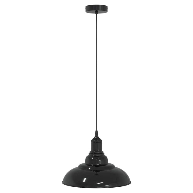 Lampada a Sospensione Regolabile E27 Nero Lucido ÃƒËœ31 cm Metallo