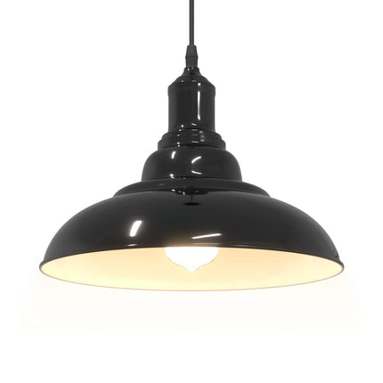 Lampada a Sospensione Regolabile E27 Nero Lucido ÃƒËœ31 cm Metallo