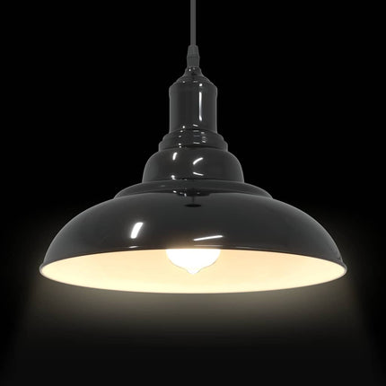 Lampada a Sospensione Regolabile E27 Nero Lucido ÃƒËœ31 cm Metallo