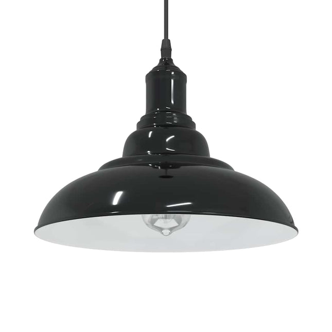 Lampada a Sospensione Regolabile E27 Nero Lucido ÃƒËœ31 cm Metallo